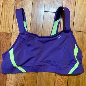 Moving Comfort Jubralee Sports Bra 40C Purple w/Velcro Adjustable Straps Brooks
